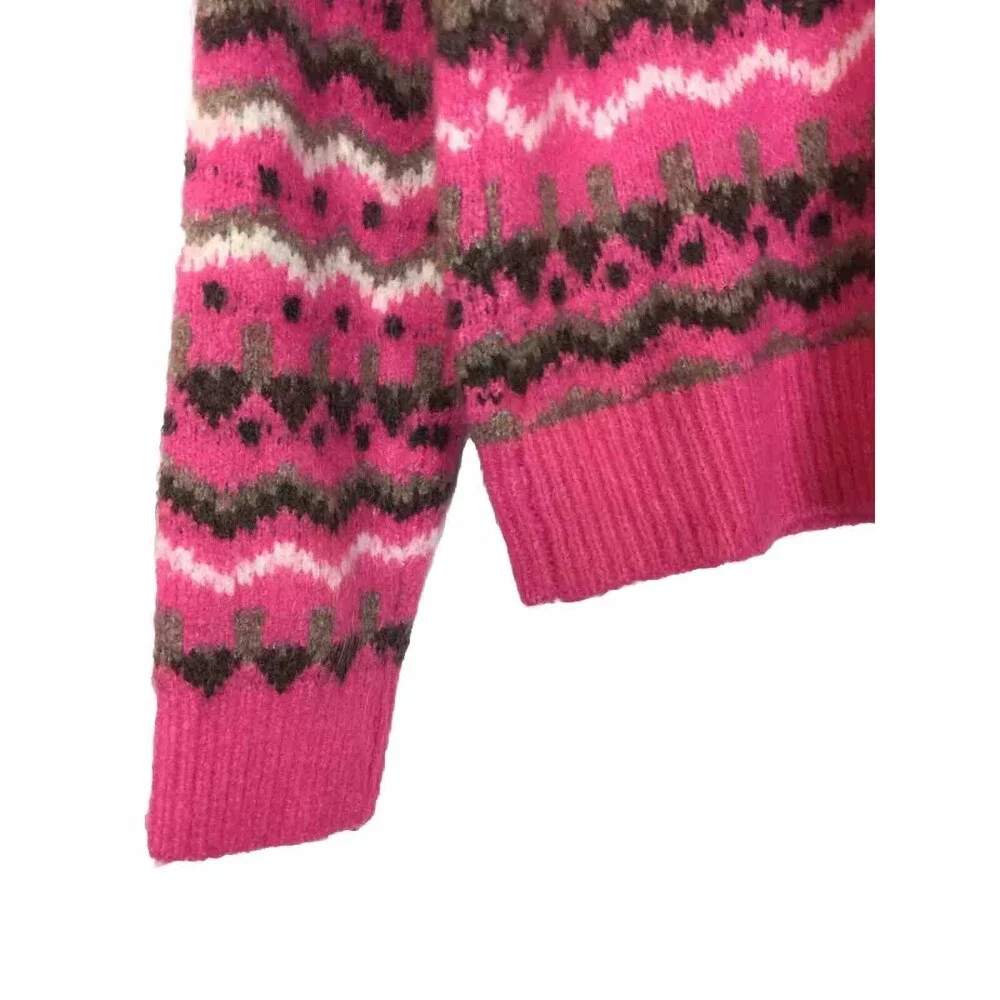 Vigoss Women’s Sweater Pink Granny Core Career Casual Travel Geometric Sz M New